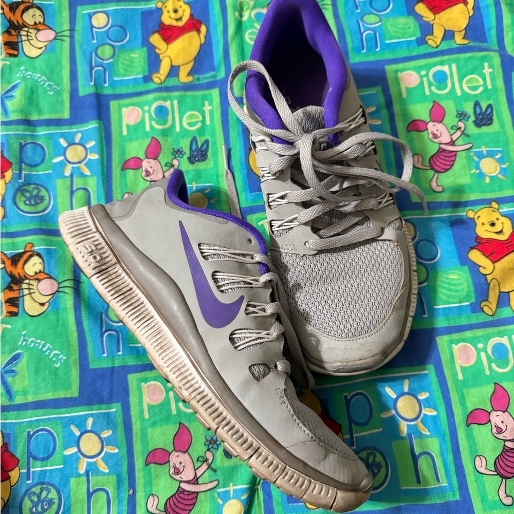 Women’s Gray and Purple Nike Running Shoes